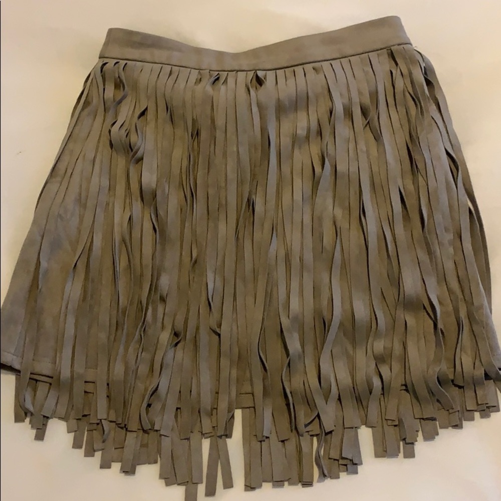 Suede fringe skirt